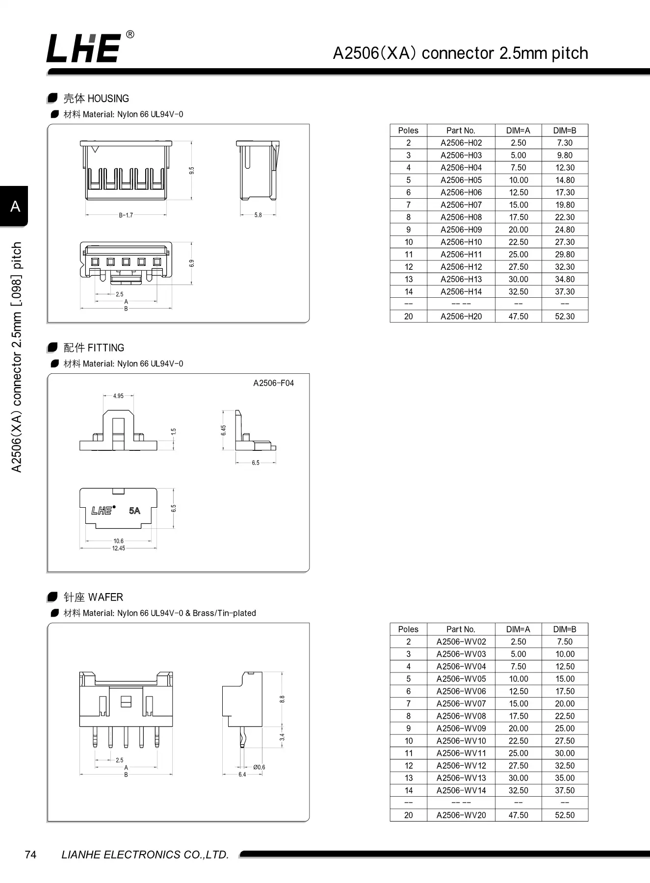A2506(XA) Connector | 2.5mm Pitch - LHE Electronics